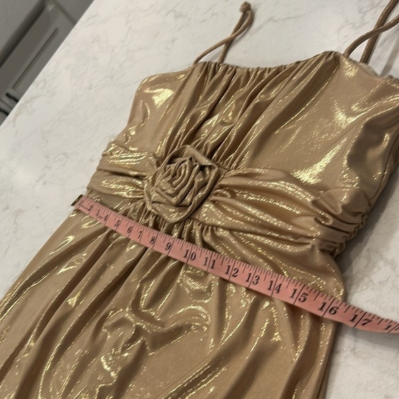 Jessica McClintock Vintage Elegant Gold Shimmer Evening Dress Gown Made in USA - Picture 15 of 16